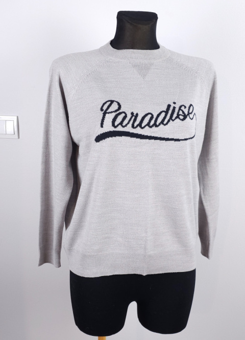 Piękny Szary sweterek z napisem Paradise