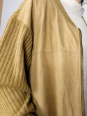 Piękna Musztardowa Kurteczka, Bluza Oversize, prawdziwa skóra