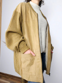 Piękna Musztardowa Kurteczka, Bluza Oversize, prawdziwa skóra